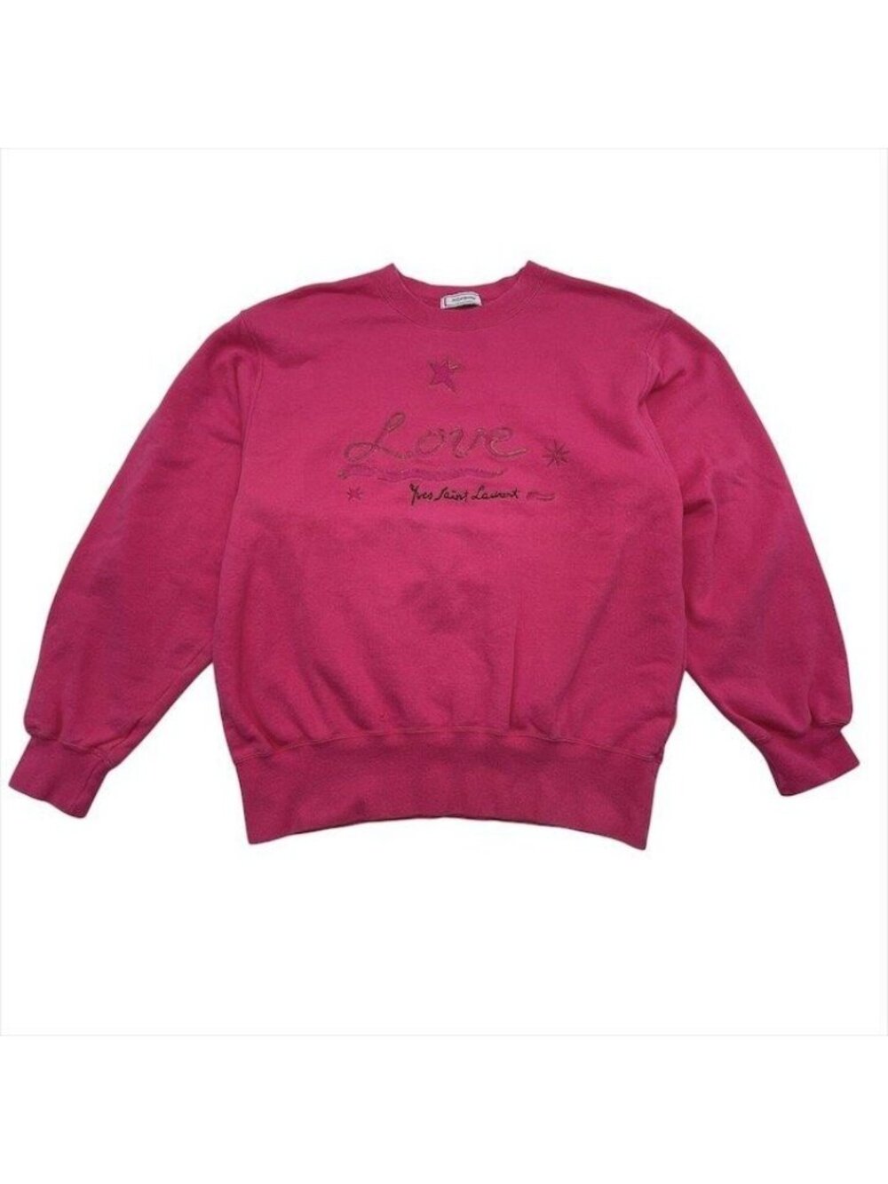 Saint Laurent Yves YSL Sweatshirt Long Sleeve M Cotton Pink